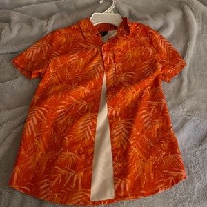 •boys bright red/orange hawaiian shirt